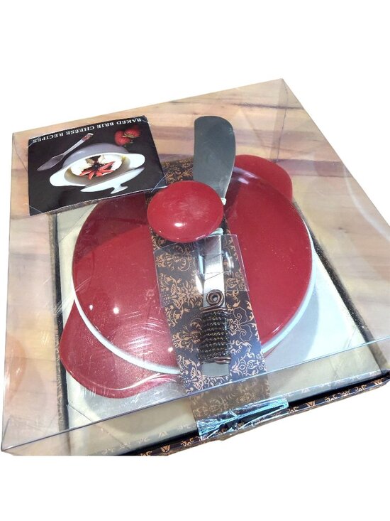Wild Eye Designs Other - Wild Eye Designs Brie Cheese Baker Set NEW Red Spreader Ceramic Gift Set